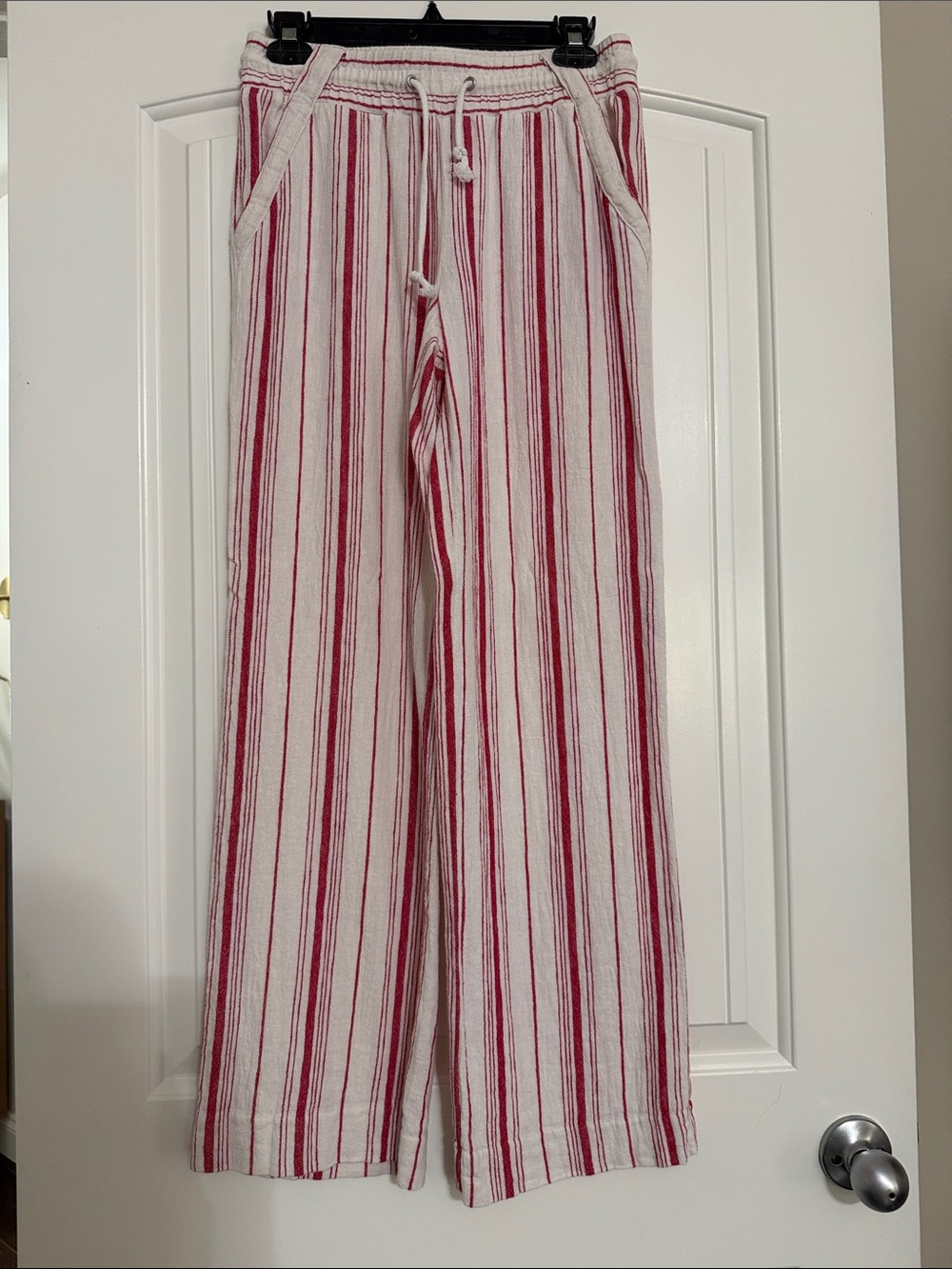 Jolt White and Red Vertical Stripe Wide Leg Pants